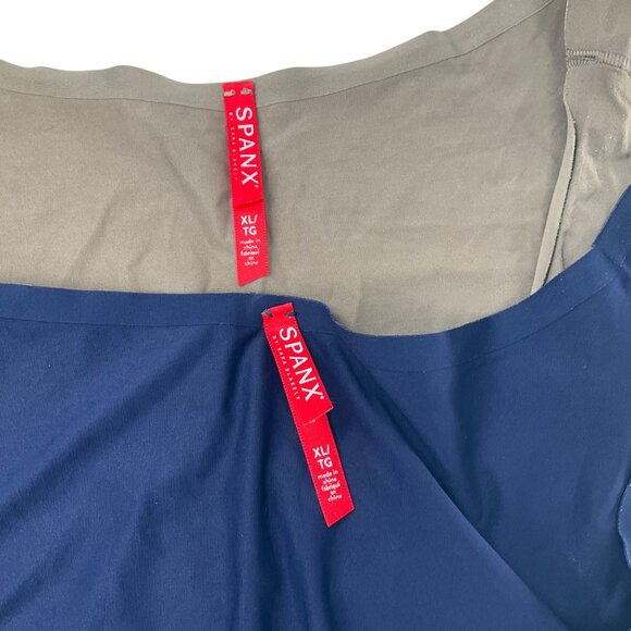 Spanx Womens Shaping Tank Tops XL Beige & Navy Nylon Blend Stretch Scoop Neck - Picture 5 of 7